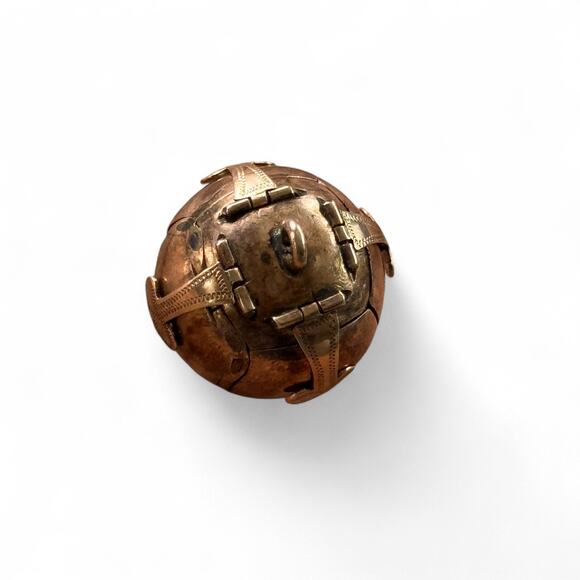 Antique Masonic Orb Folding Pendant Charm 9K Gold & Sterling Silver Vintage Rare - Picture 12 of 15